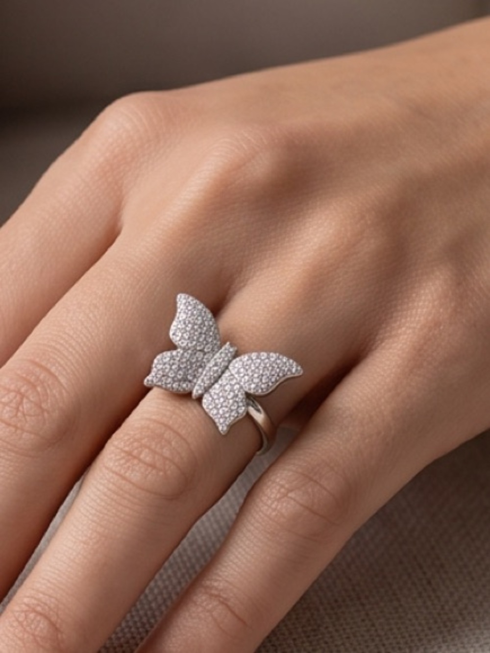 Sparkling Silver Moissanite Pavé Ring - Picture 1 of 4